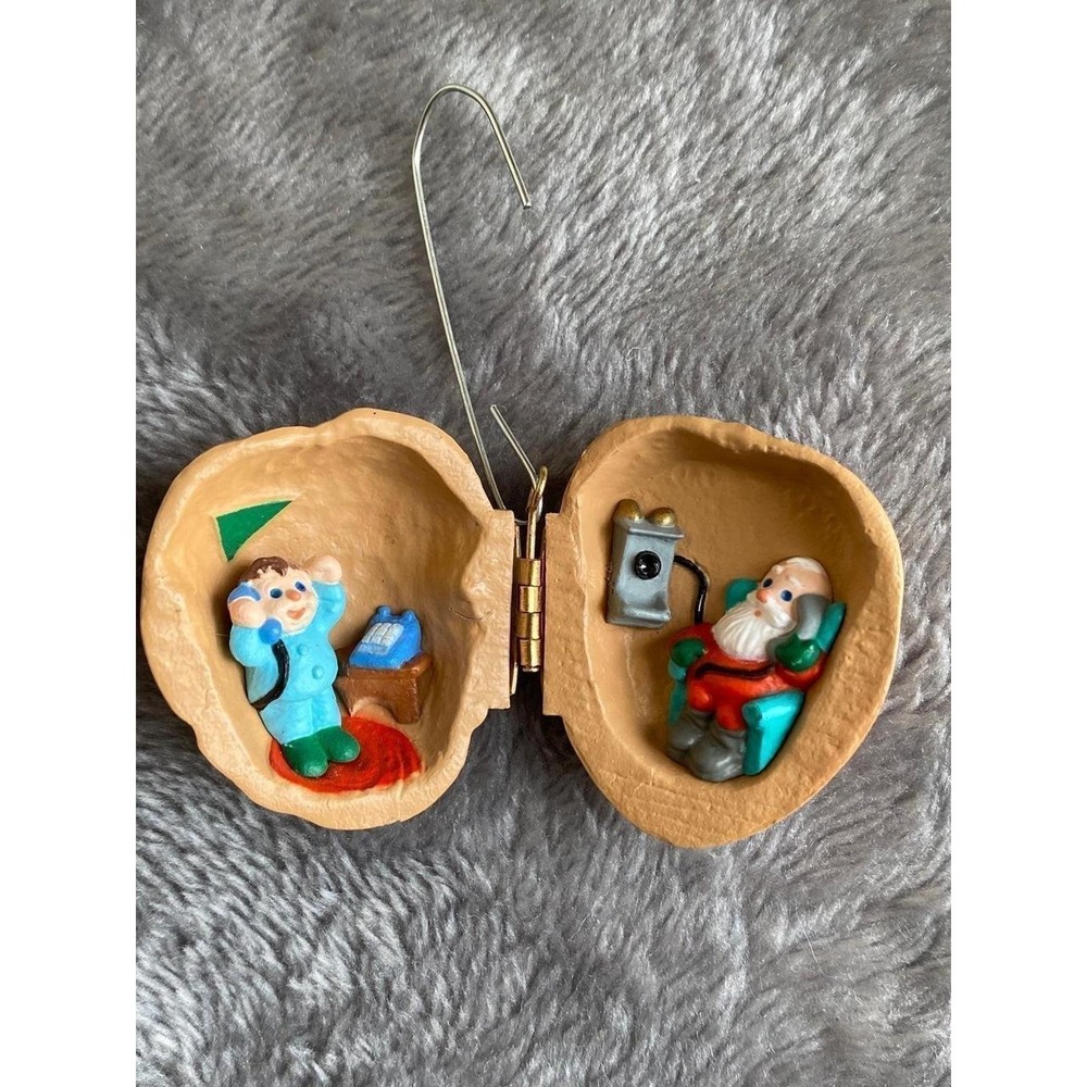 Hallmark Keepsake 1990 Nutshell Chathing Santa Boy Christmas Ornament S25